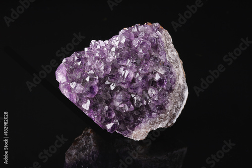 Purple amethyst on a black background