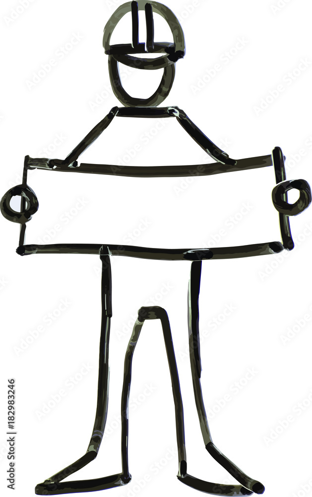 Construction Man White Board Illustration Construction Man White Board Illustration