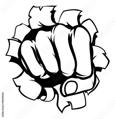 Punching Fist Through Background