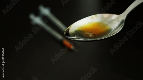 drug addiction, a narcotic substance is injected into the syringe