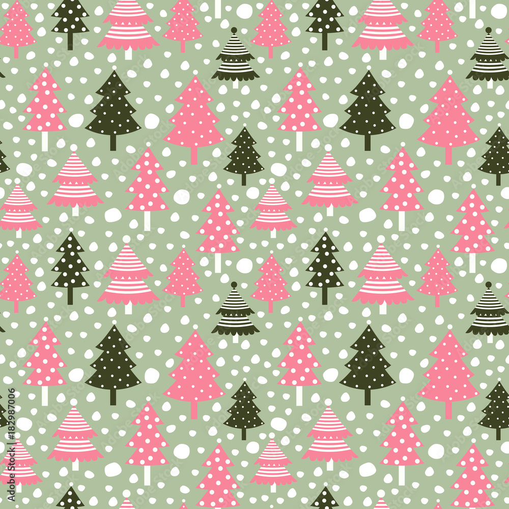 Cute seamless pattern with Christmas trees for winter designs and backgrounds Cute seamless pattern with Christmas trees for winter designs and backgrounds