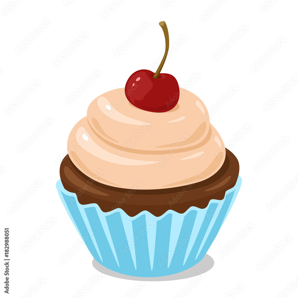Cupcake with cream and cherry. Vector clipart Cupcake with cream and cherry. Vector clipart