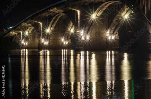 Night architectural illumination of the bridge