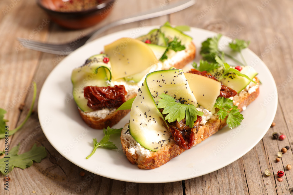 bruschetta with cheese and zucchini bruschetta with cheese and zucchini