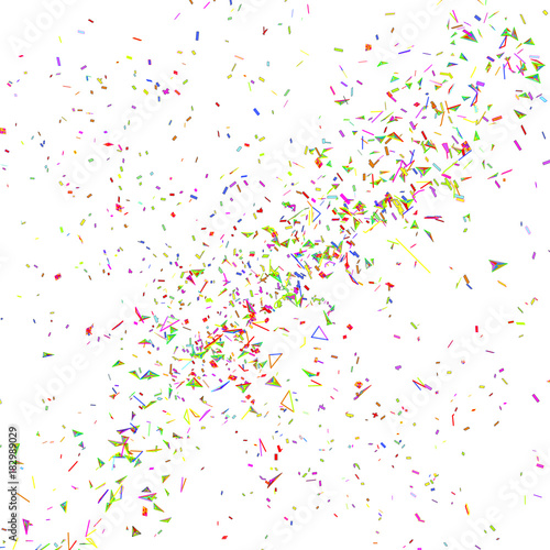 Explosion of multicolored festive confetti on white. 