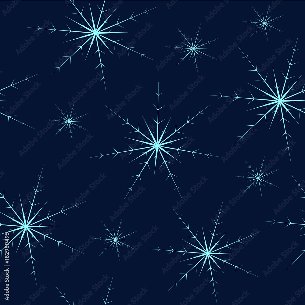 Fototapeta premium vector seamless pattern beautiful light snowflake on dark blue background repeating christmas backdrop