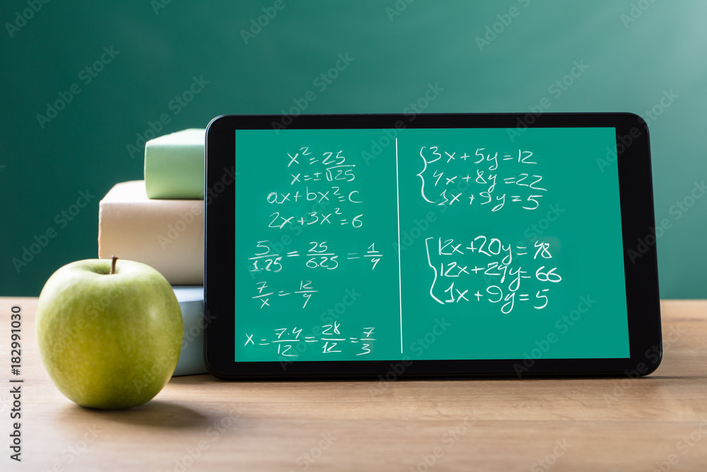 Digital Tablet With Mathematical Equations On Screen