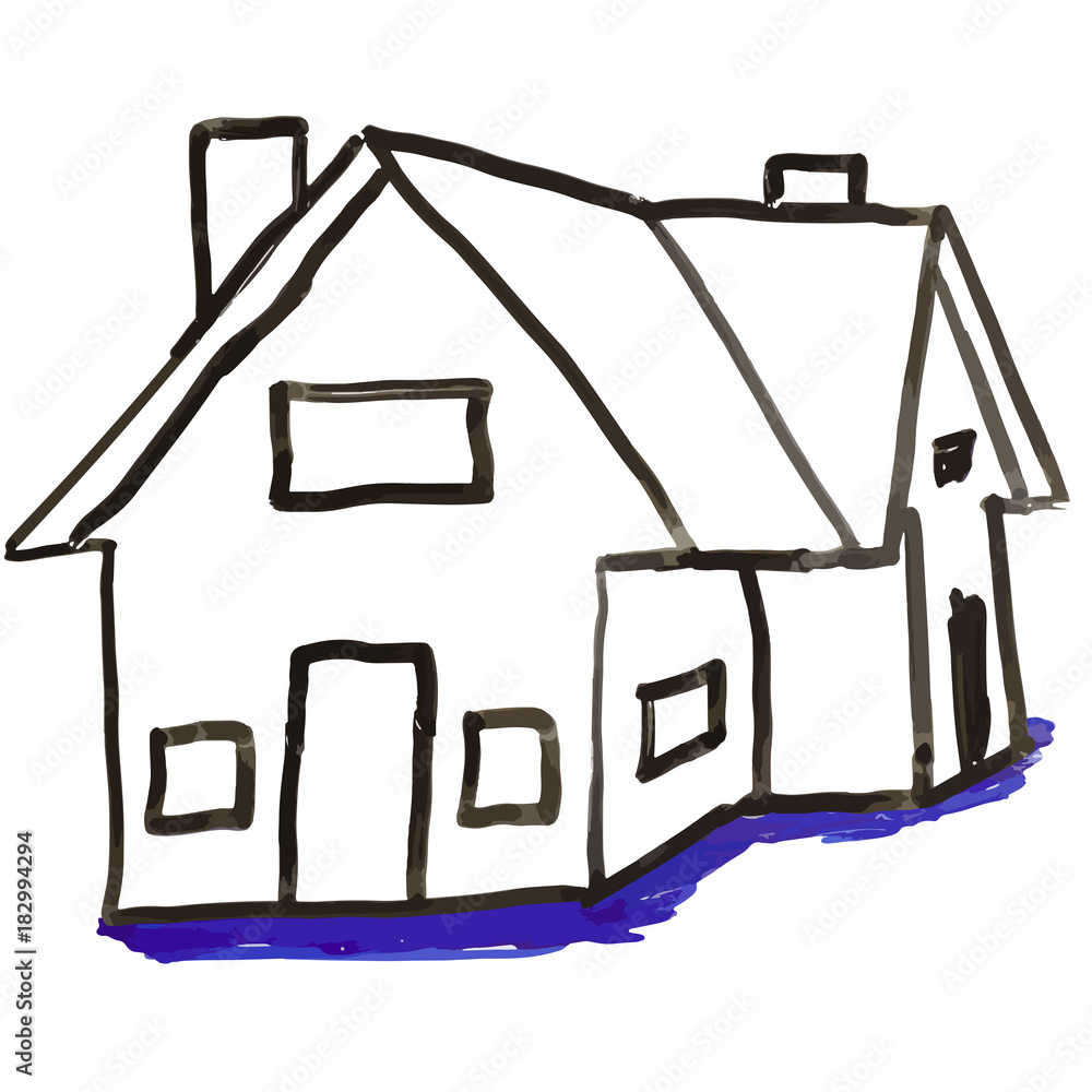 Residential House White Board Illustration Residential House White Board Illustration