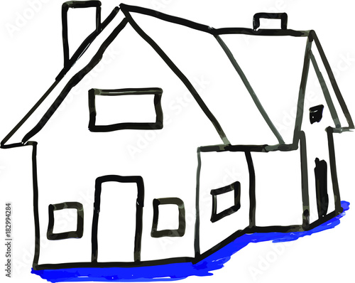 Residential House White Board Illustration