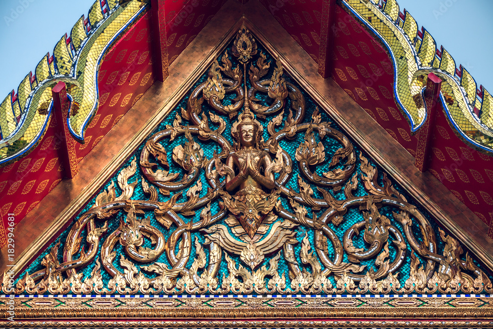 Details and Colors of a Buddhist Temple in Bangkok