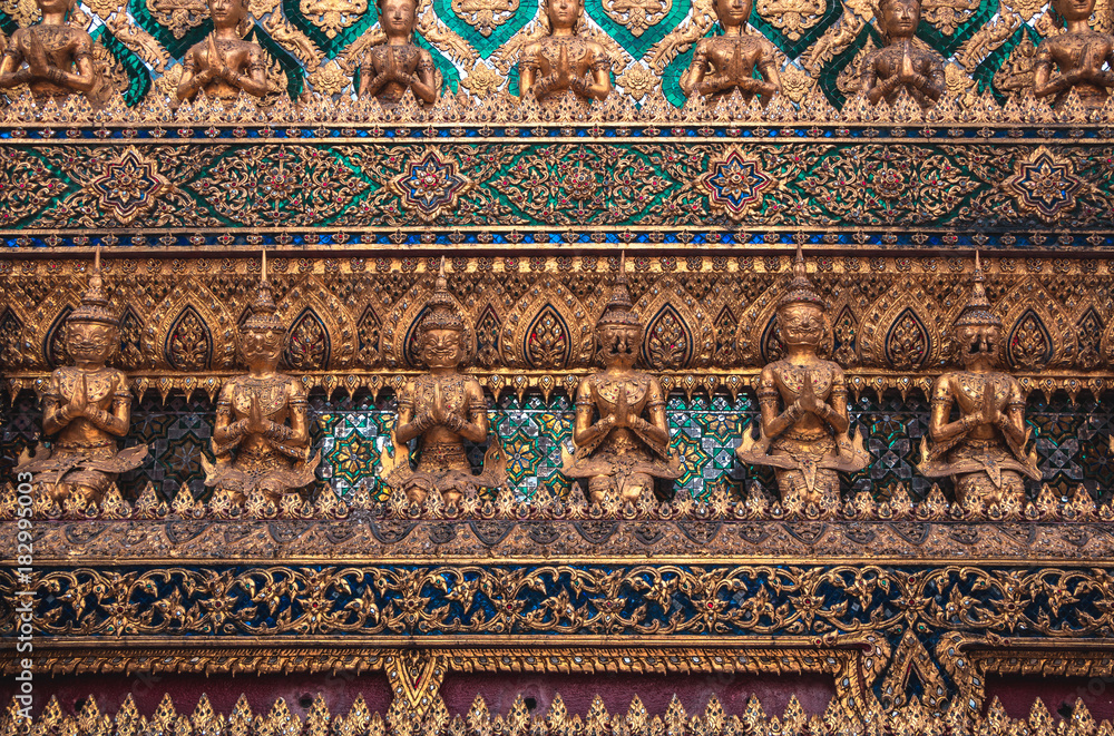 Details and Colors of a Buddhist Temple in Bangkok