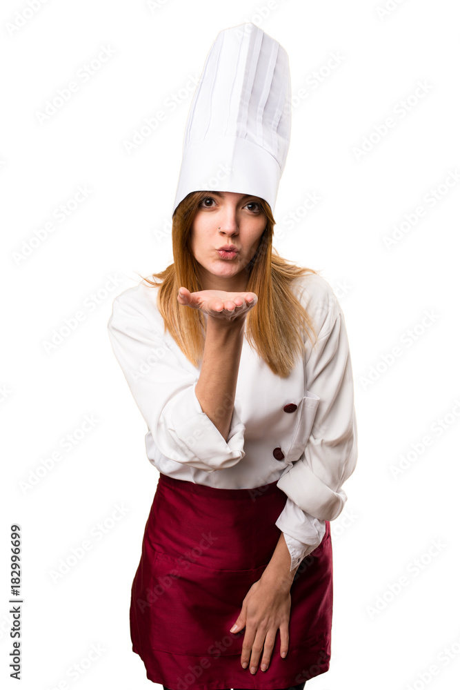 Beautiful chef woman sending a kiss Beautiful chef woman sending a kiss