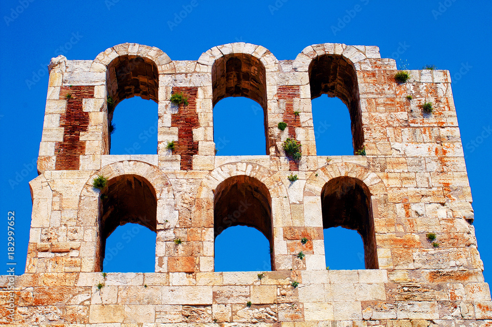 Detail from the Odeon of Herodes Atticus, Athens, Greece.