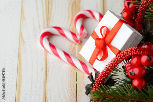 Composed sweet candy and Christmas present