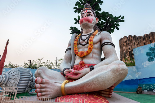 Big Hanuman statue in Indian street photo