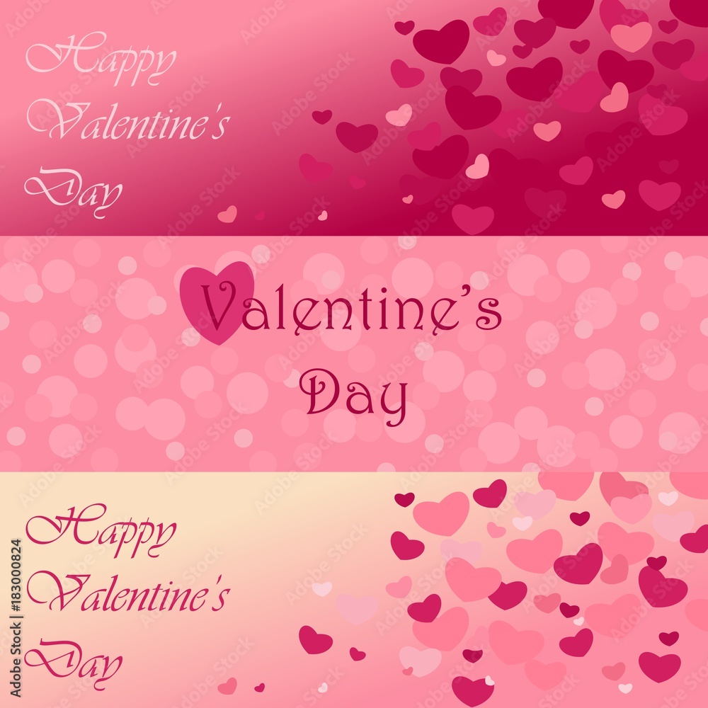 A set of templates for greeting cards, banners, backgrounds Valentines Day
