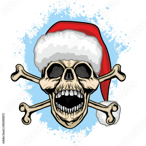 Christmas skull, Gothic coat of arms with skull, grunge vintage design t shirts