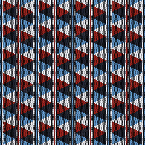 Beads. Contrast seamless pattern. African Culture. Contrast colors. Abstract texture for handiwork or beadwork. African mosaic motifs.