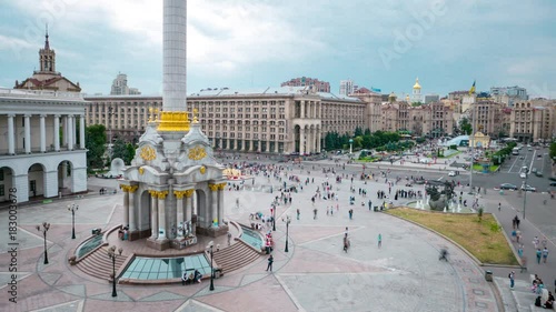 Ukraine Kiev city square time lapse