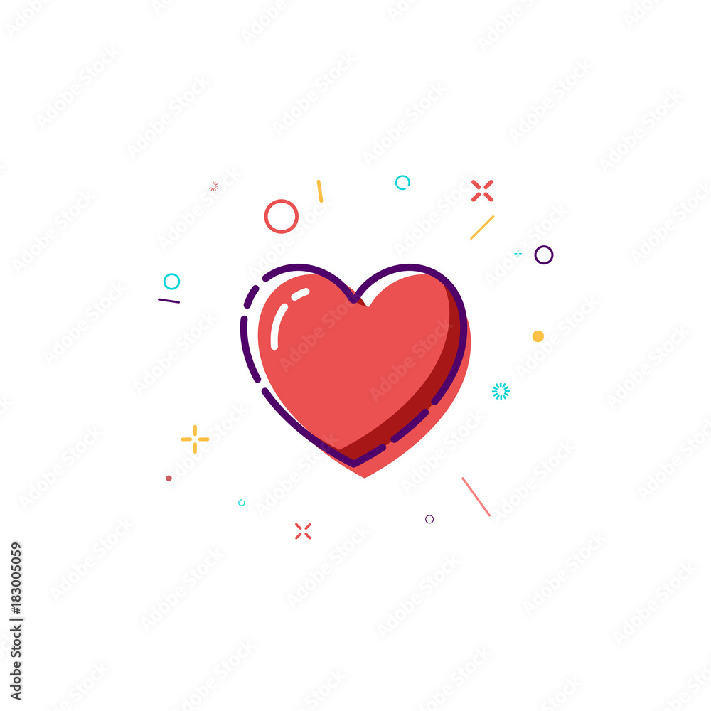 Concept Heart icon. Thin Line Flat Heart Design. Happy Valentines day card. Vector illustration isolated on white background