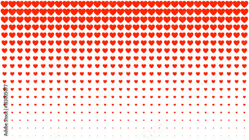Heart halftone background. Red hearts on white background. Vector illustration. Valentine`s day card cover