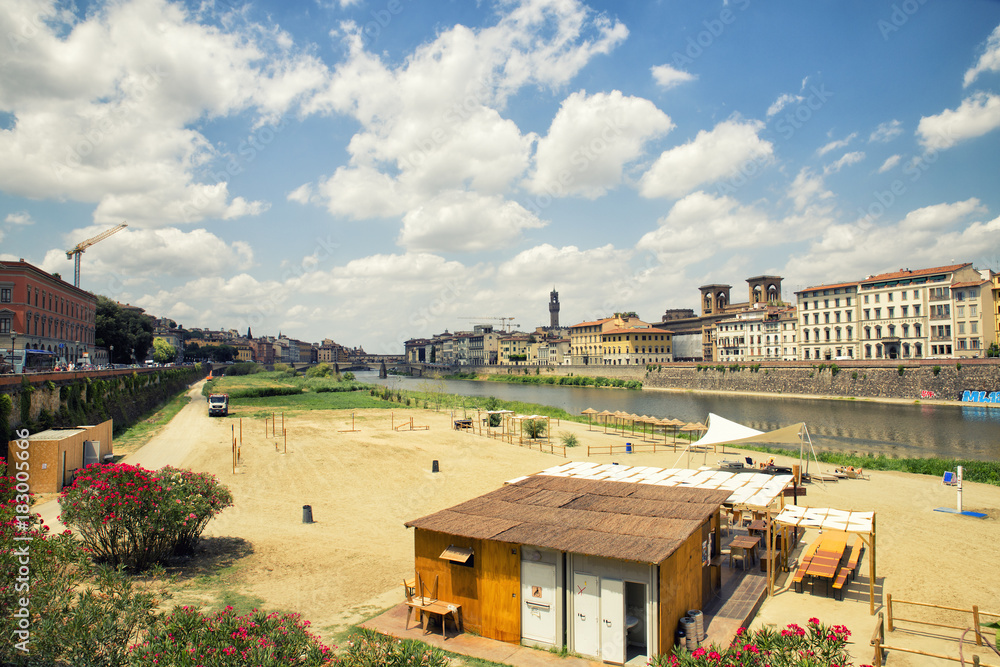 view of urban beach in florence,Italy