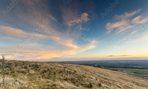 Evening sky over an English countryside landscape © miketea88