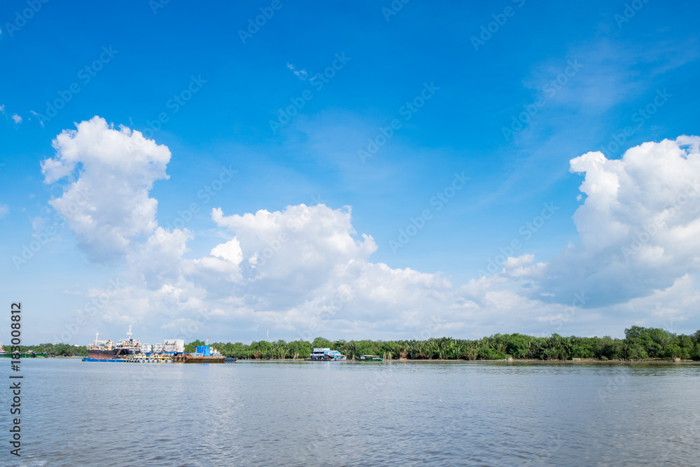 View of Ho Chi Minh City harbor from the river View of Ho Chi Minh City harbor from the river