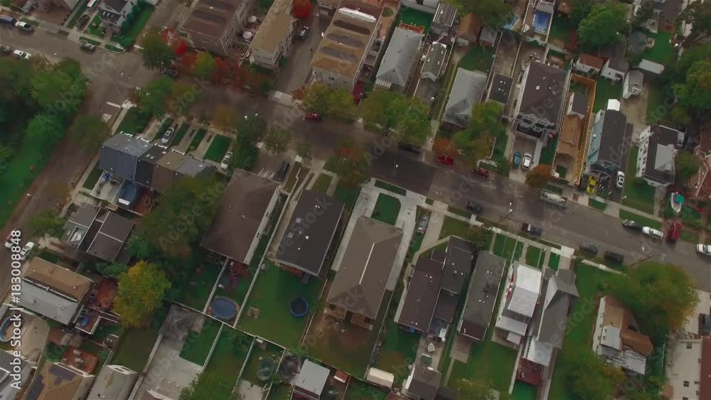 Aerial view of residential area in Staten Island, New York. Camera spiraling over houses. Concept of city life. Aerial view of residential area in Staten Island, New York. Camera spiraling over houses. Concept of city life.