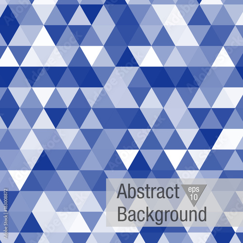 Abstract background of blue and white triangles pattern. Seamless vector background.