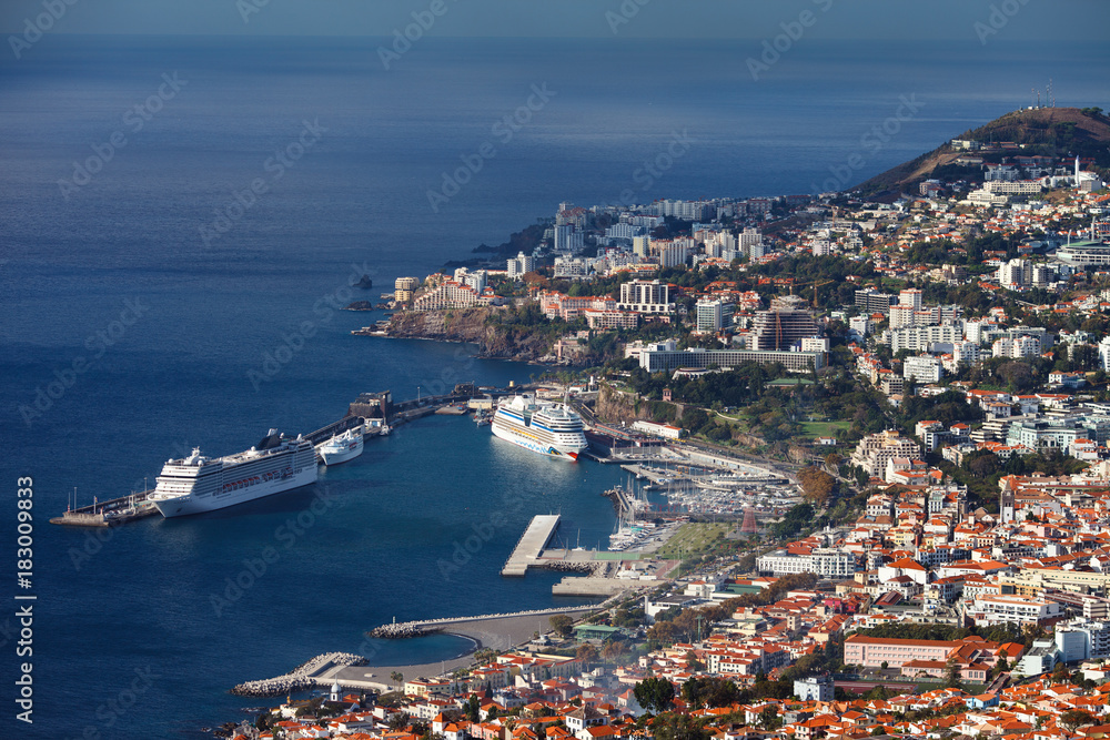 Aerial view of Funchal ,Madeira Island,Portugal