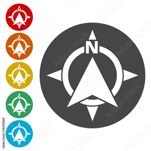 Vector north direction compass icon 