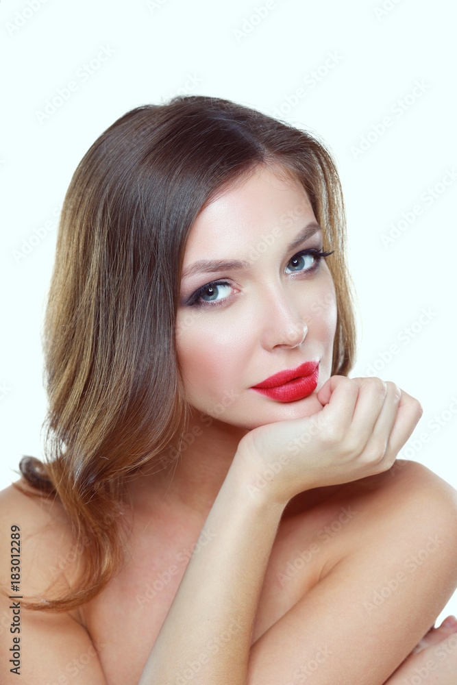Portrait of beautiful young woman . Isolated on white background. Beautiful woman Portrait of beautiful young woman . Isolated on white background. Beautiful woman