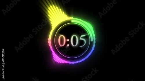 colorful audio spectrum with clock in the center
 photo