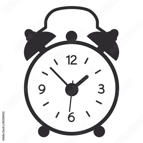 A vector illustration of simple black alarm clock isolated on white  background. Old, modern clock silhouette. Stock Vector | Adobe Stock
