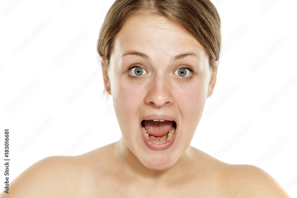 Morning exercise for the facial skin n white background Morning exercise for the facial skin n white background