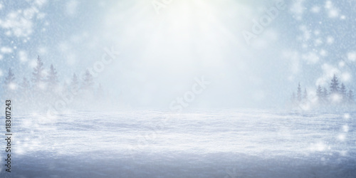 Sun glistening on the snow. Winter  background. Cold frosty day. Snowfall. © 151115
