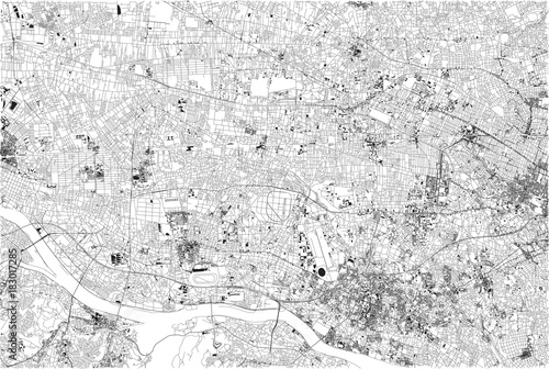 Strade di Tokyo centro, mappa della città, Giappone, stradario e abitazioni