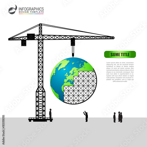 Infographic design template. Building new earth concept