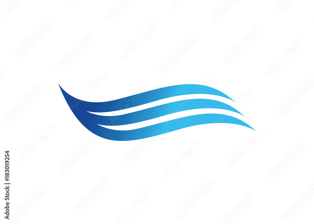 Fototapeta premium dynamic blue ocean wave stream line logo