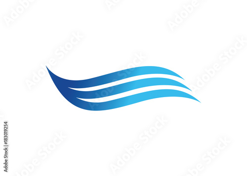 dynamic blue ocean wave stream line logo