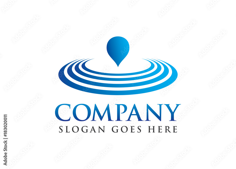 Obraz premium logo powierzchni fali tętnienia kropli wody