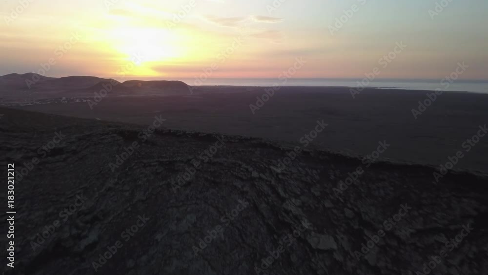 aerial view of a volcano at sunset aerial view of a volcano at sunset
