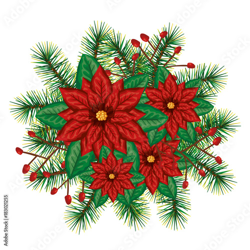 christmas floral decoration icon vector illustration design