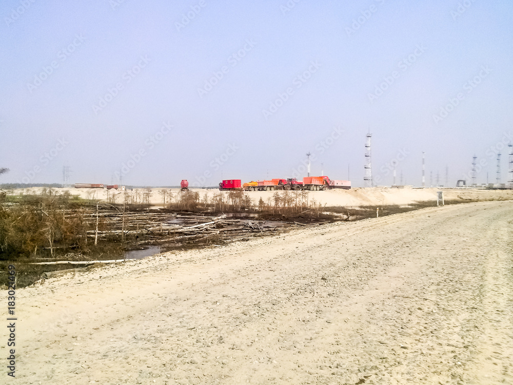 View of an industrial facility in western Siberia. Dirt and swamps. View of an industrial facility in western Siberia. Dirt and swamps.