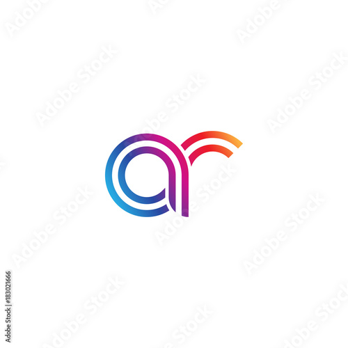 Initial lowercase letter ar, linked outline rounded logo, colorful vibrant gradient color