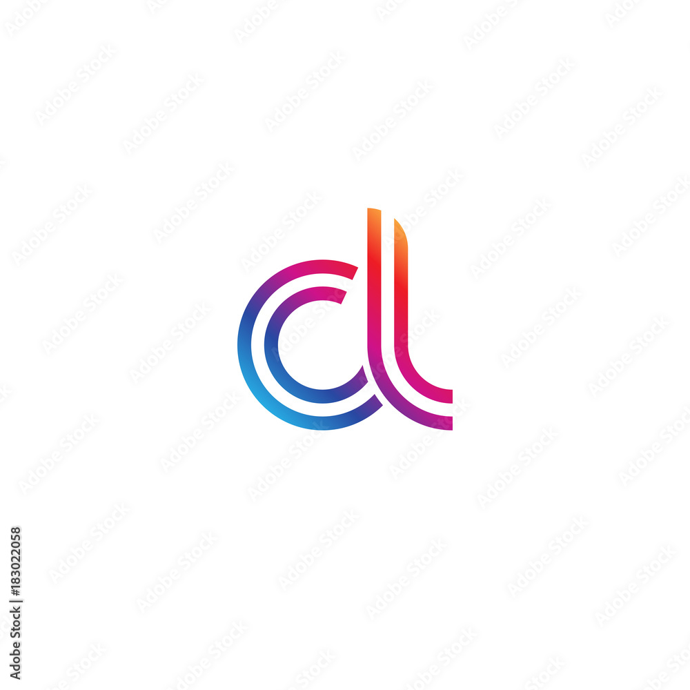 Initial lowercase letter cl, linked outline rounded logo, colorful vibrant gradient color Initial lowercase letter cl, linked outline rounded logo, colorful vibrant gradient color
