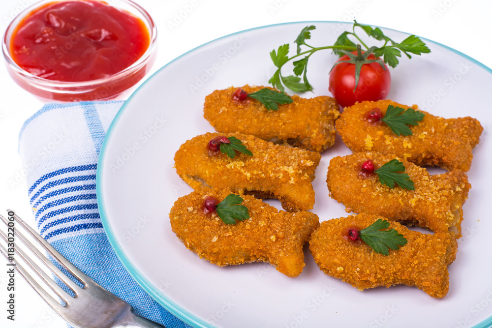 Children food. Nuggets from fishes Children food. Nuggets from fishes