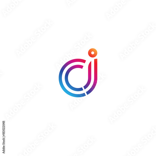 Initial lowercase letter ci, linked outline rounded logo, colorful vibrant gradient color