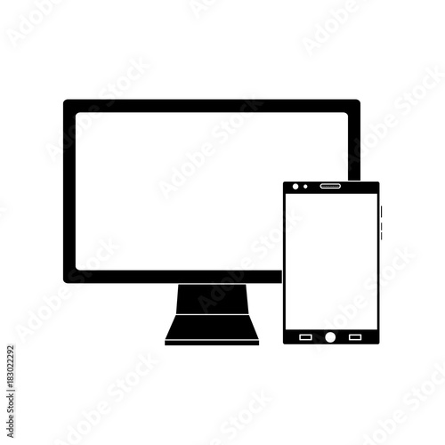 monitor computer smartphone gadget screen device vector illustration black image